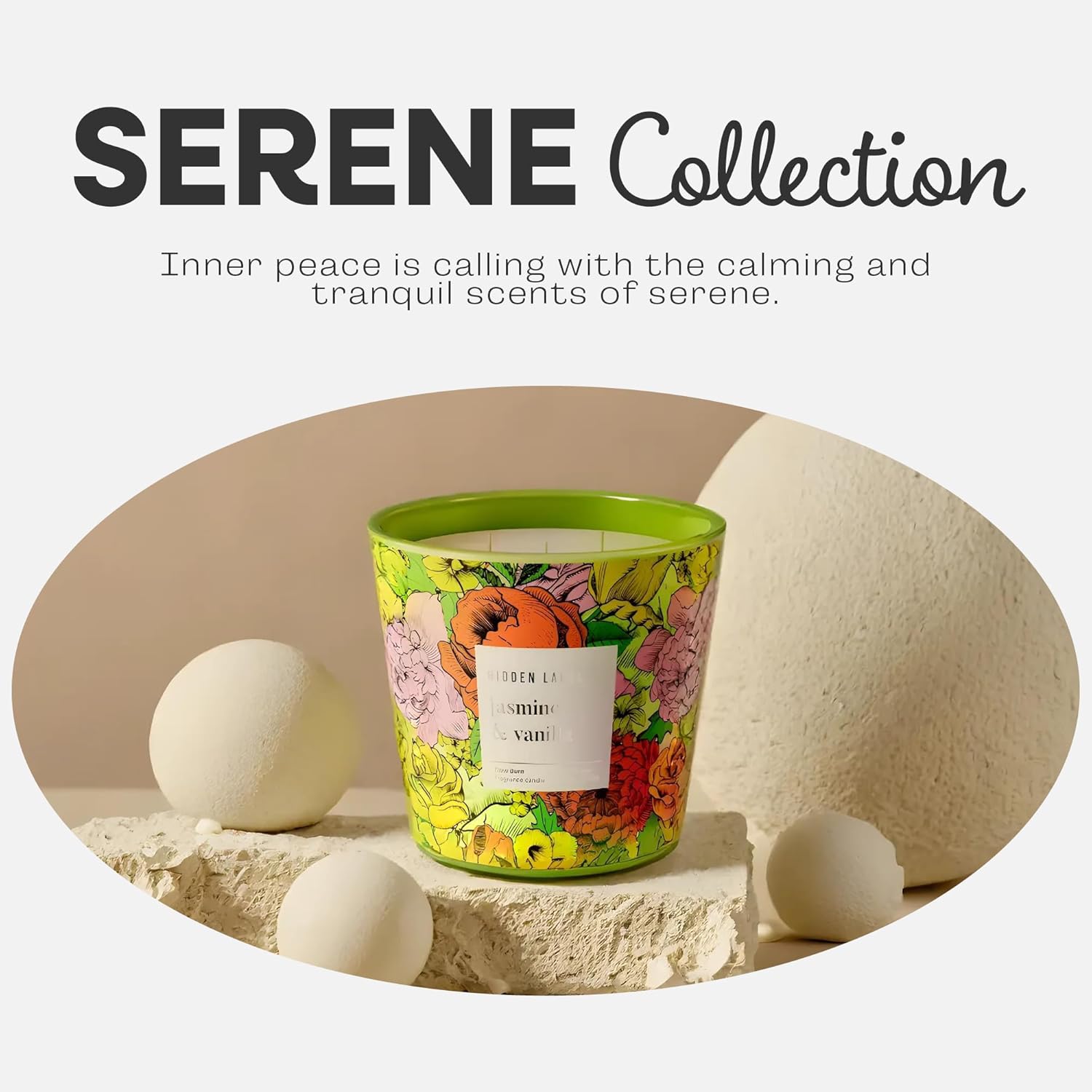 Hidden Label Luxury 3-Wick Soy Candle Jasmine Vanilla Scent 30oz