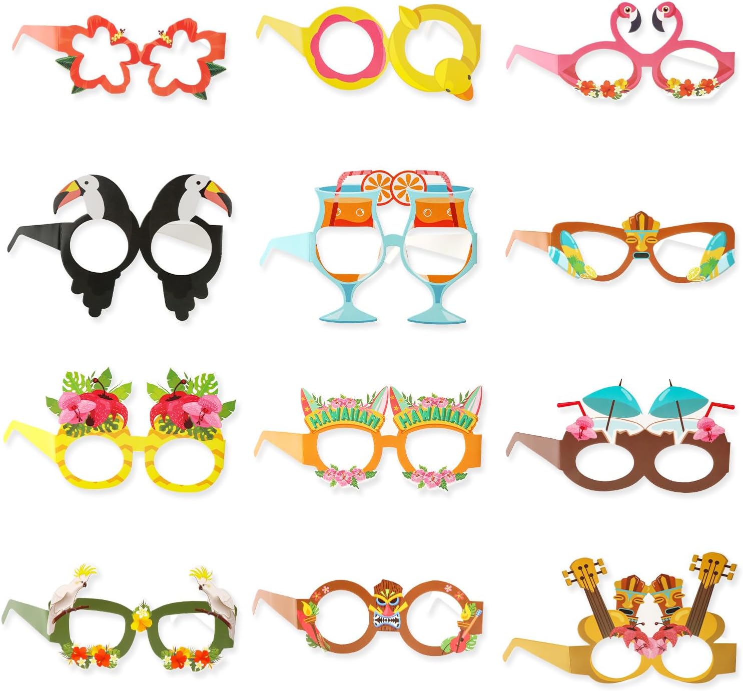 CAVETEE Hawaiian Party Decorations Eyeglasses Photo Booth Props