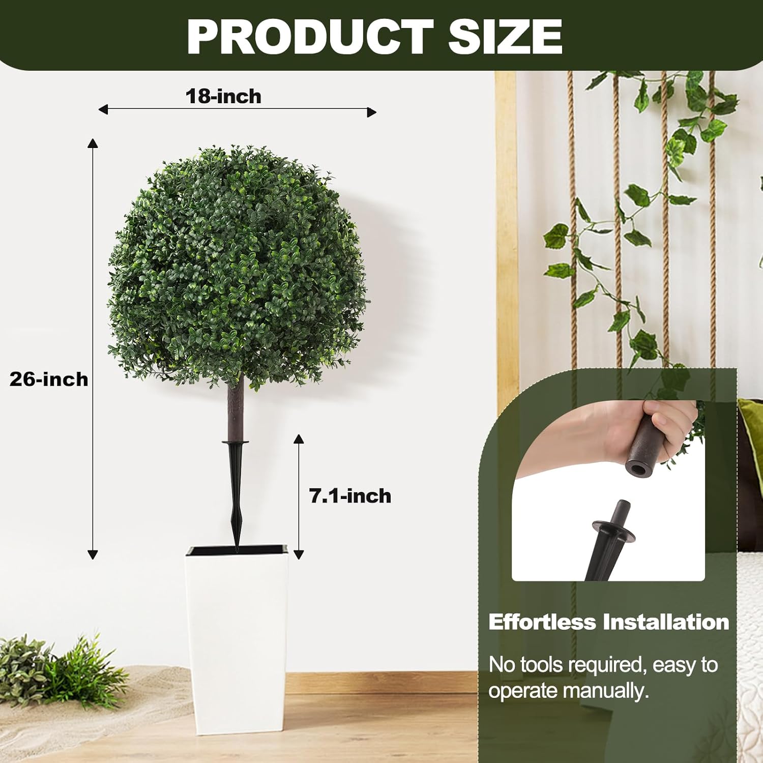 26 Boxwood Topiary Balls Artificial Set of 2