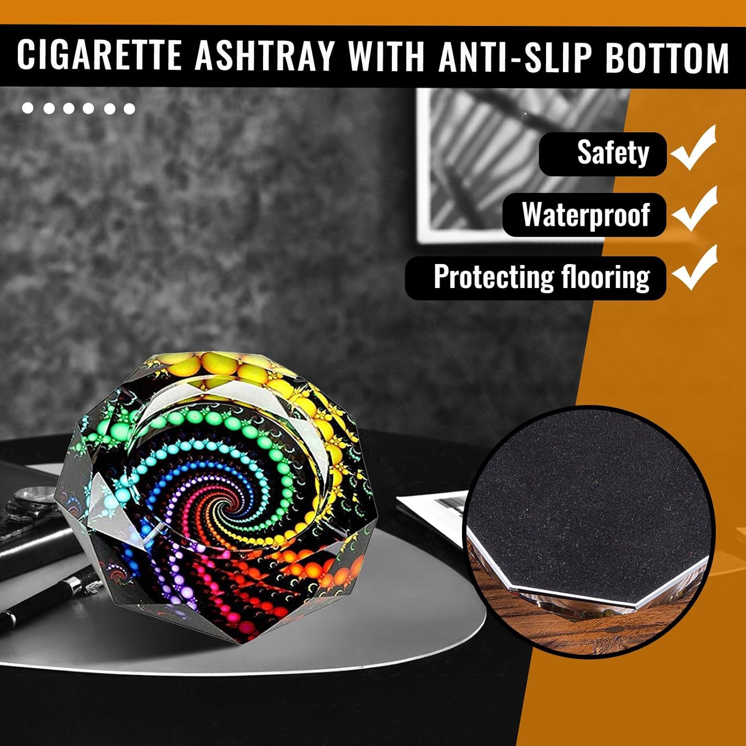 Durable Cigar Ashtray with Circle Design
