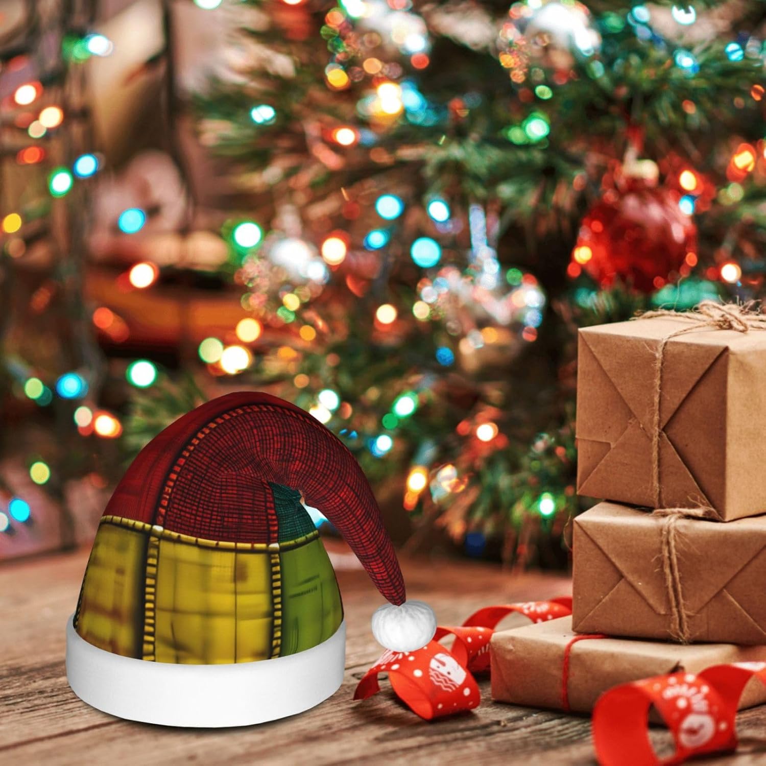 QINZHENG African Style Patchwork Santa Hat for Women