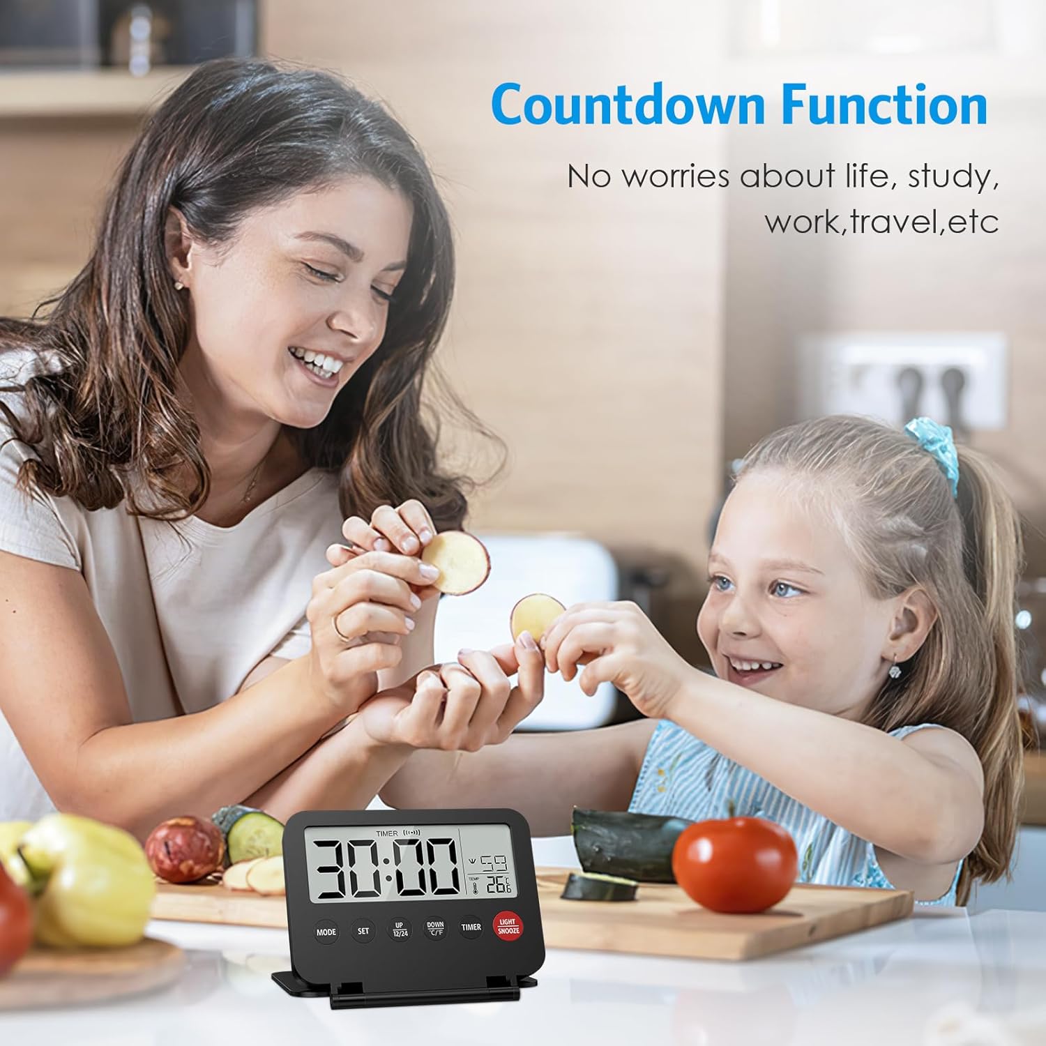 AMIR Digital Travel Alarm Clock with Calendar and Temperature
