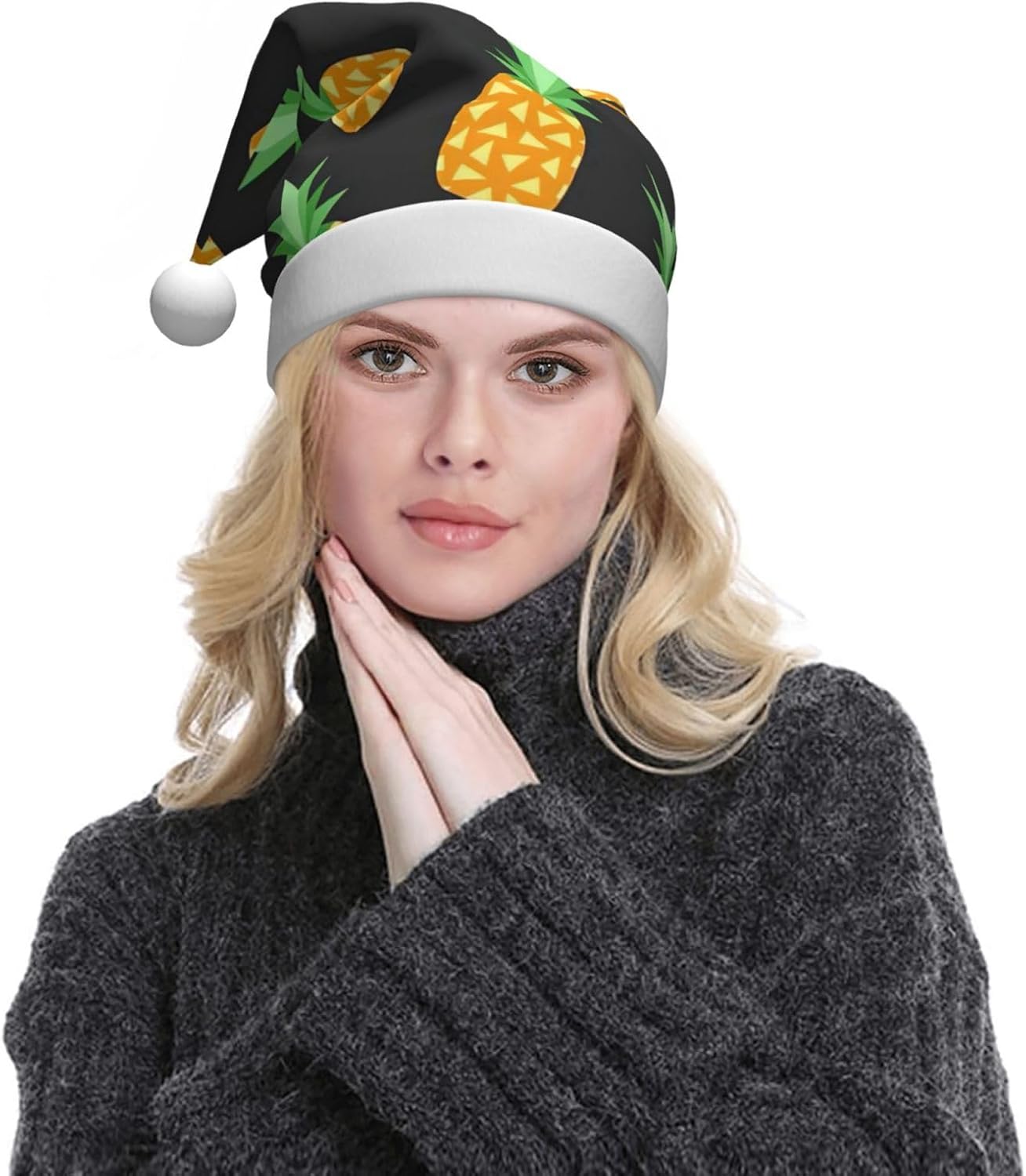 QINZHENG Pineapple Santa Hat Personalized Christmas Headwear for Women