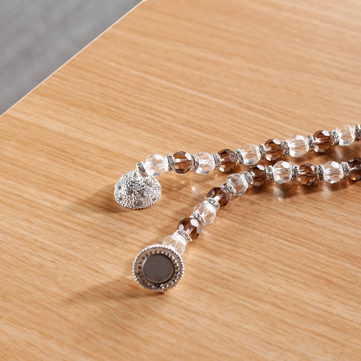 SUQ I OME Magnetic Crystal Beaded Curtain Tieback Gray