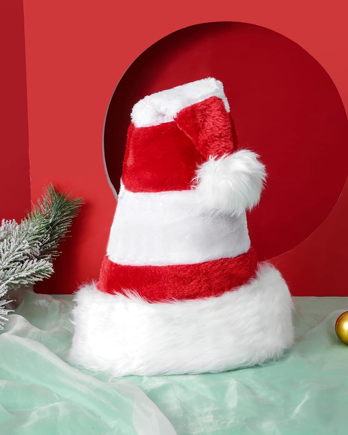 Santa Hat for Adults Christmas Party Plush Headwear