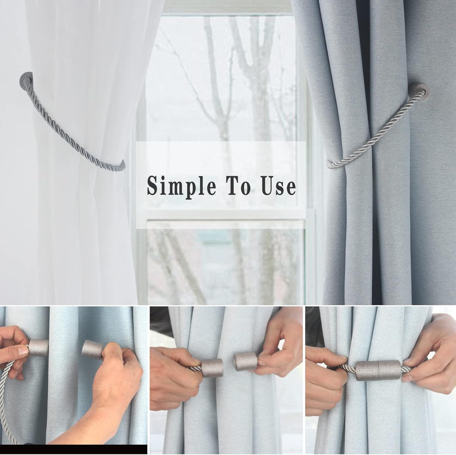 Magnetic Curtain Tiebacks 4 Pack Modern Decorative Holders