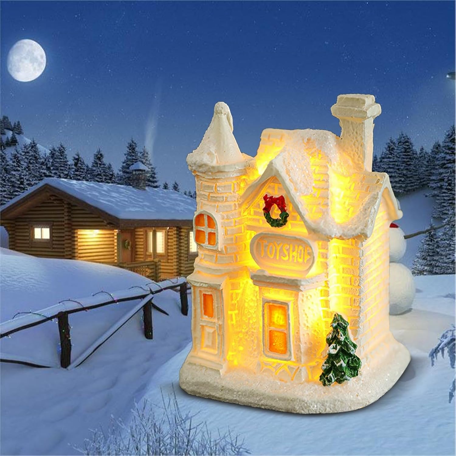 LuxeOne Christmas Village Houses with LED Lights