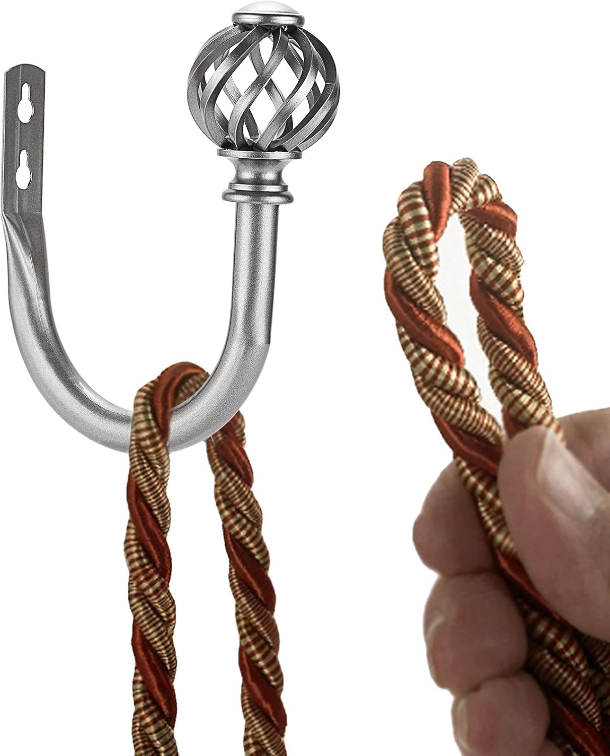 Sumnacon 2Pcs Metal Nest Curtain Holdbacks - Grey