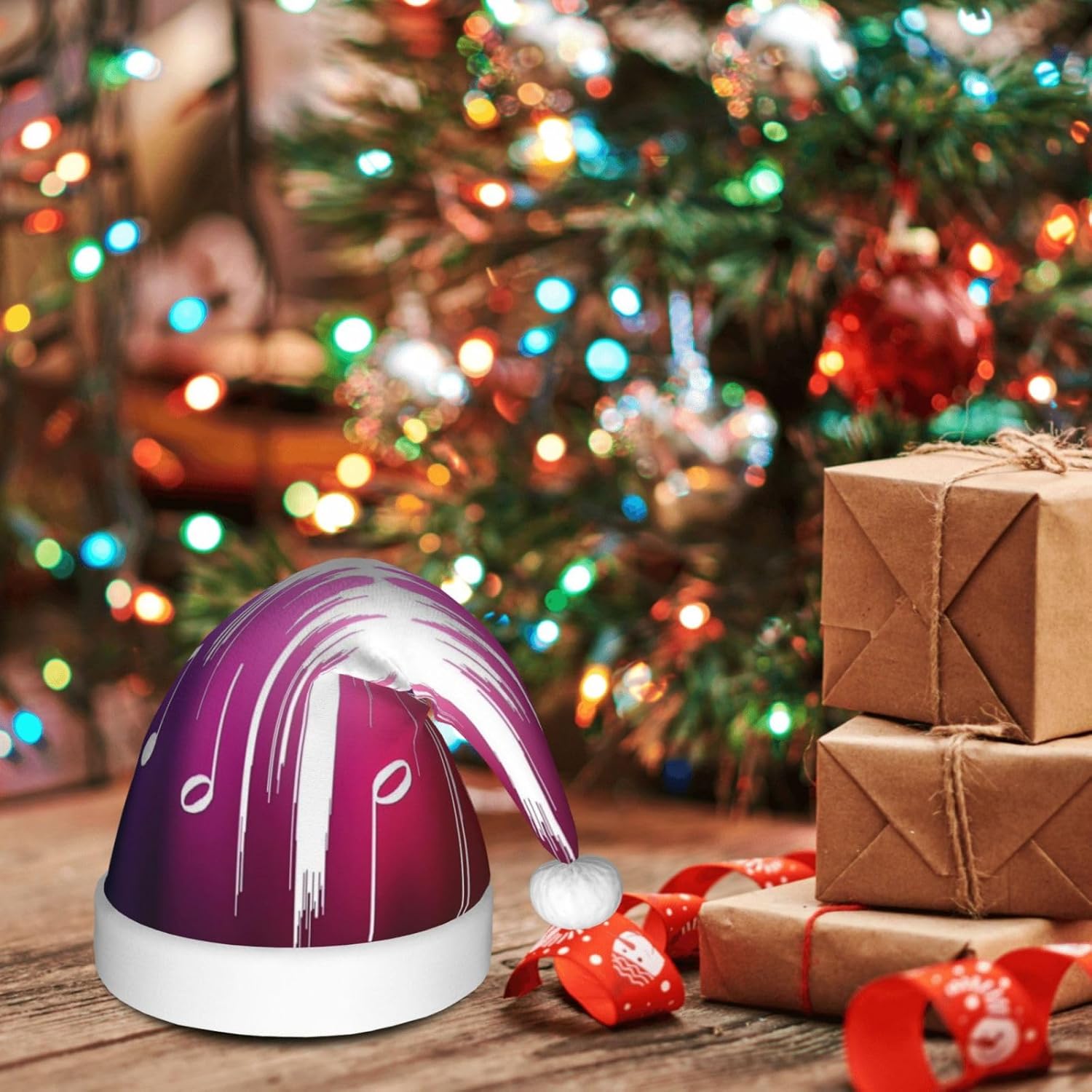QINZHENG Personalized Santa Hat with Music Notes Design