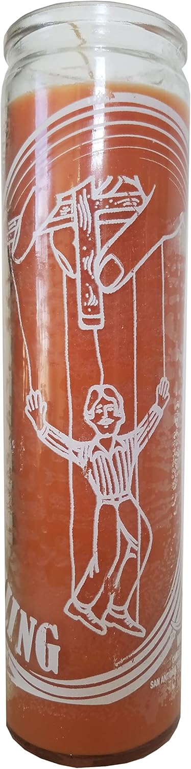 Controlling Orange Pillar Candle 8 Inches Tall