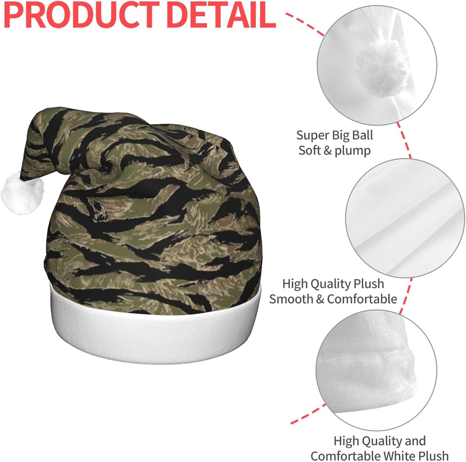 QINZHENG Tiger Stripe Camo Santa Hat with LED Lights