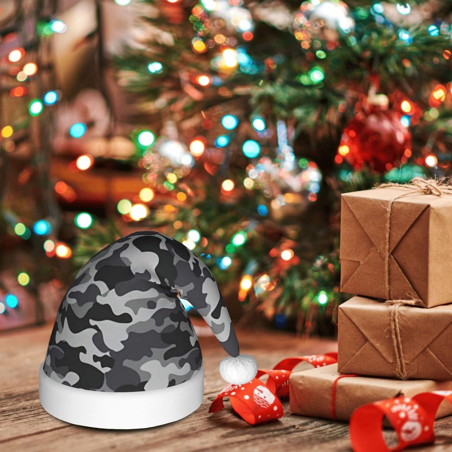 Abstract Camouflage Santa Hat for Christmas Party Favors