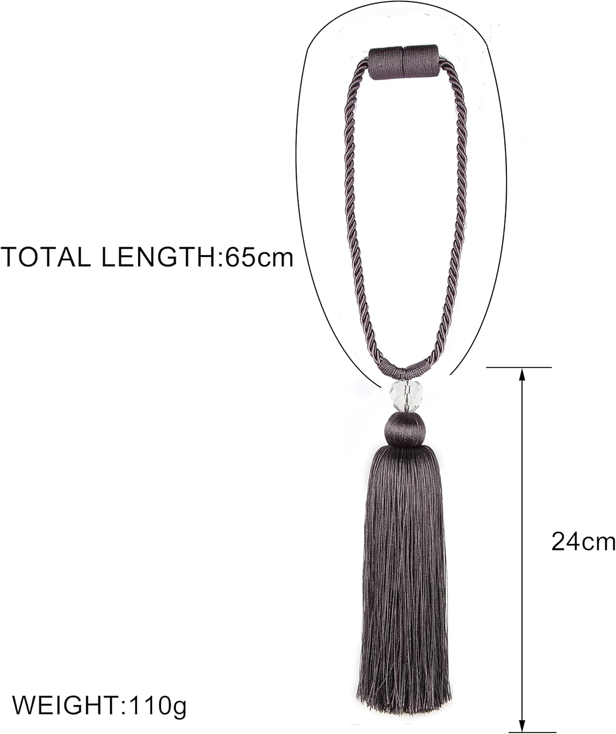 BEL AVENIR Magnetic Curtain Holdbacks Tassel Rope Tieback
