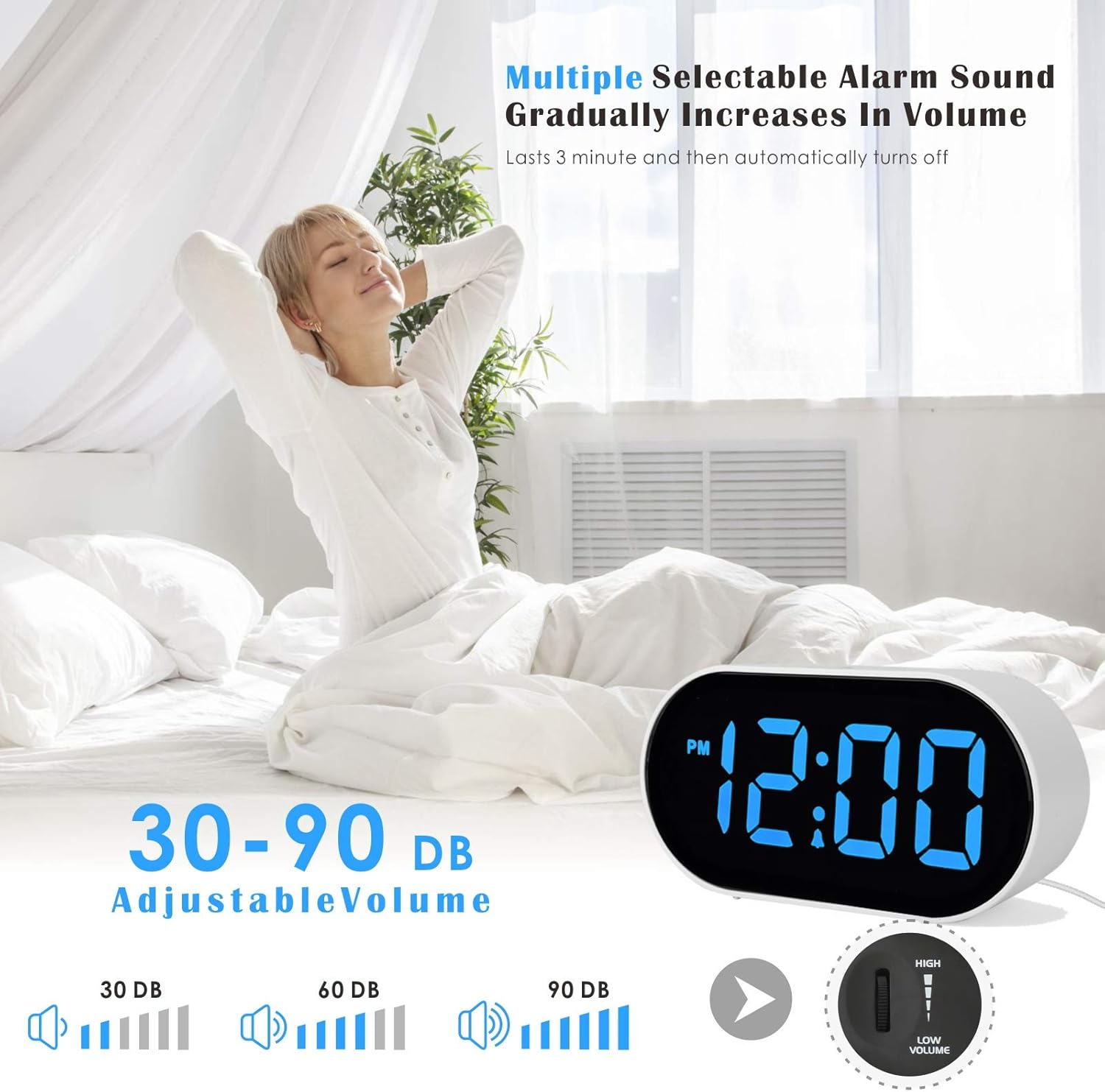 Plumeet Digital Alarm Clock with LED Display and Snooze Function