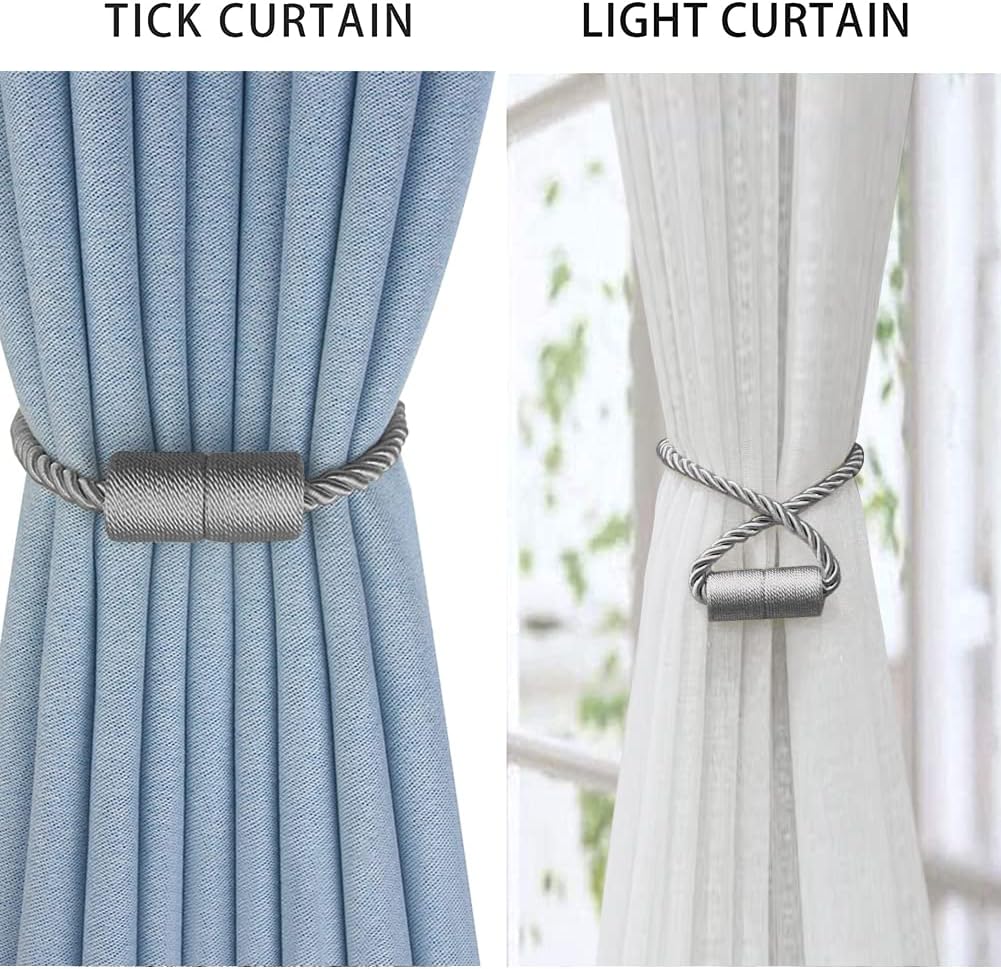 2 Pack Strong Magnetic Curtain Holdbacks - Grey