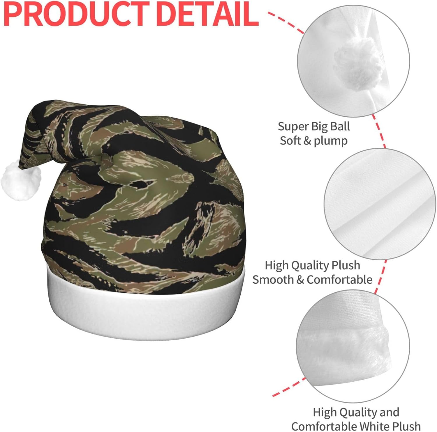 Tiger Stripe Camo Light Up Santa Hat for Adults 1