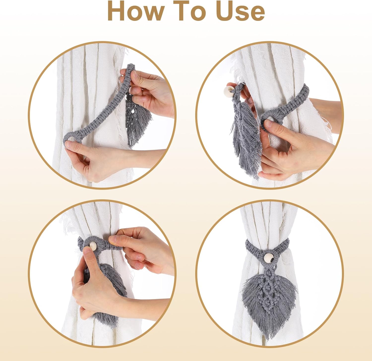 Uxcell 6 Pack Tassel Curtain Tiebacks Gray