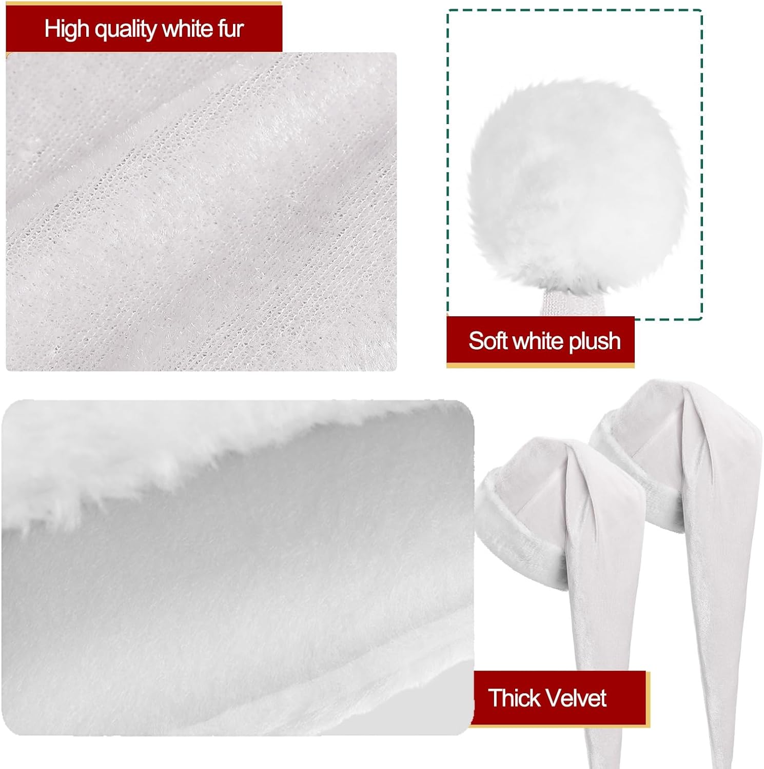 Funnysoft 2 Pcs Velvet Santa Hat for Adults