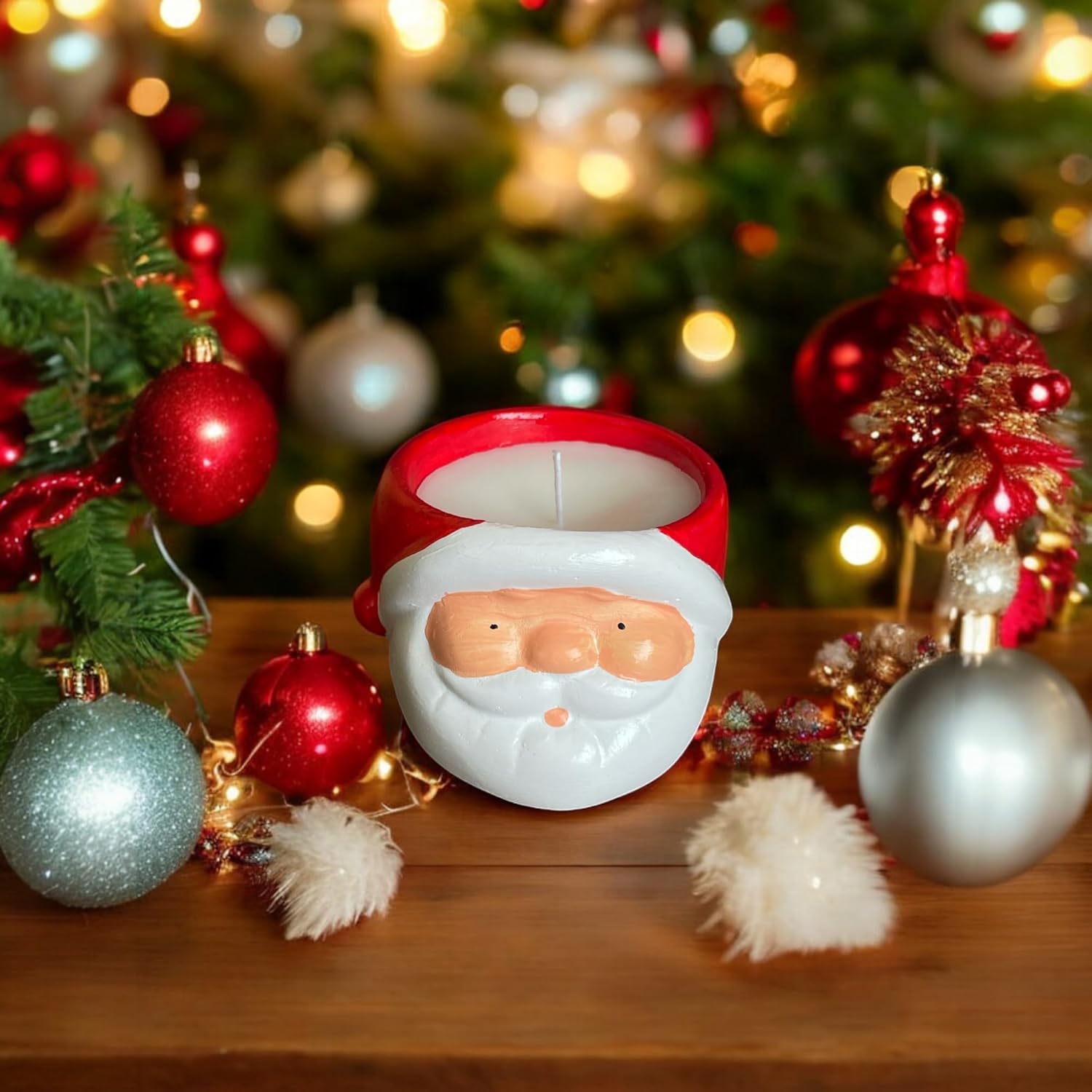 Christmas Santa Candle Holder with Soy Wax Candle