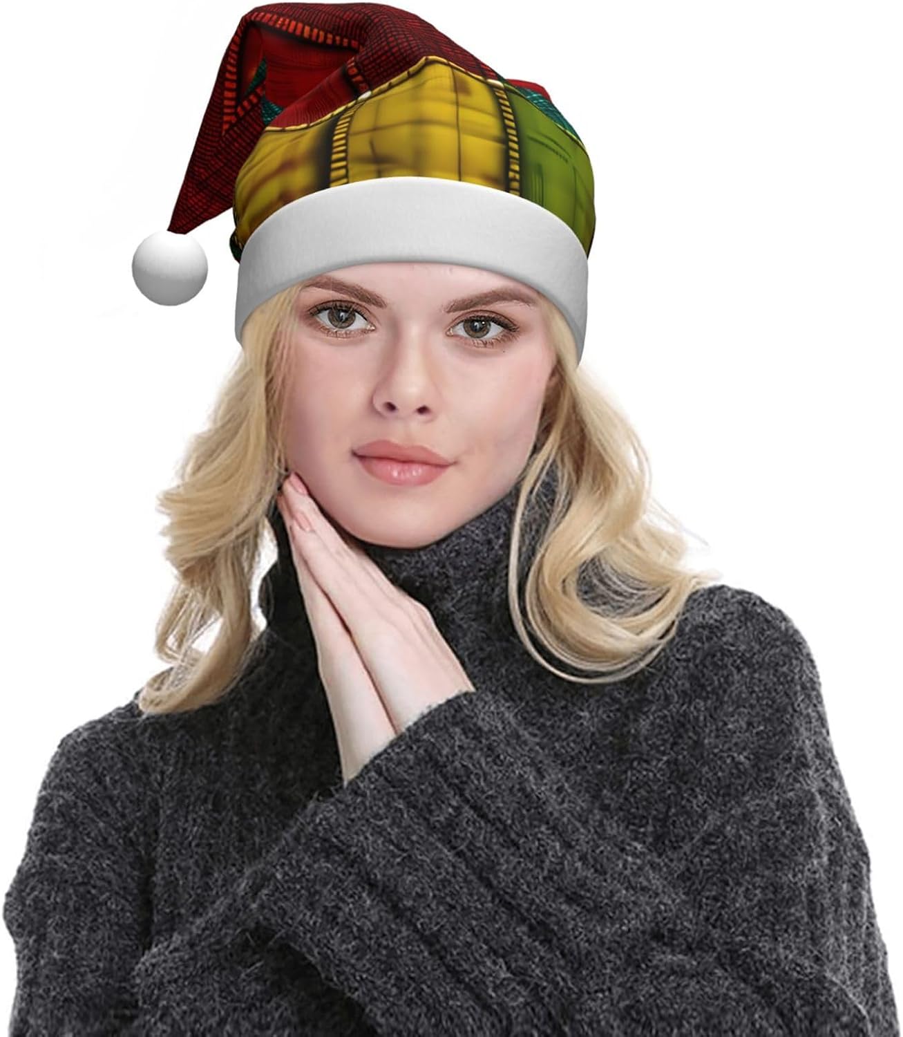 QINZHENG African Style Patchwork Santa Hat for Women