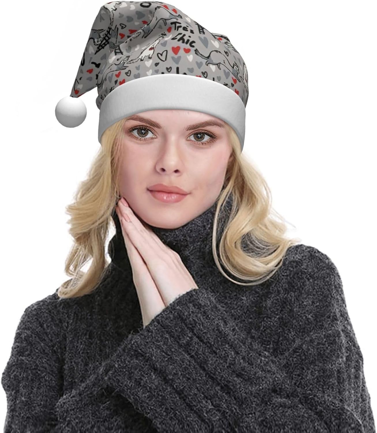 French Fashion Santa Hat Plush Comfortable Christmas Headwear For Adults