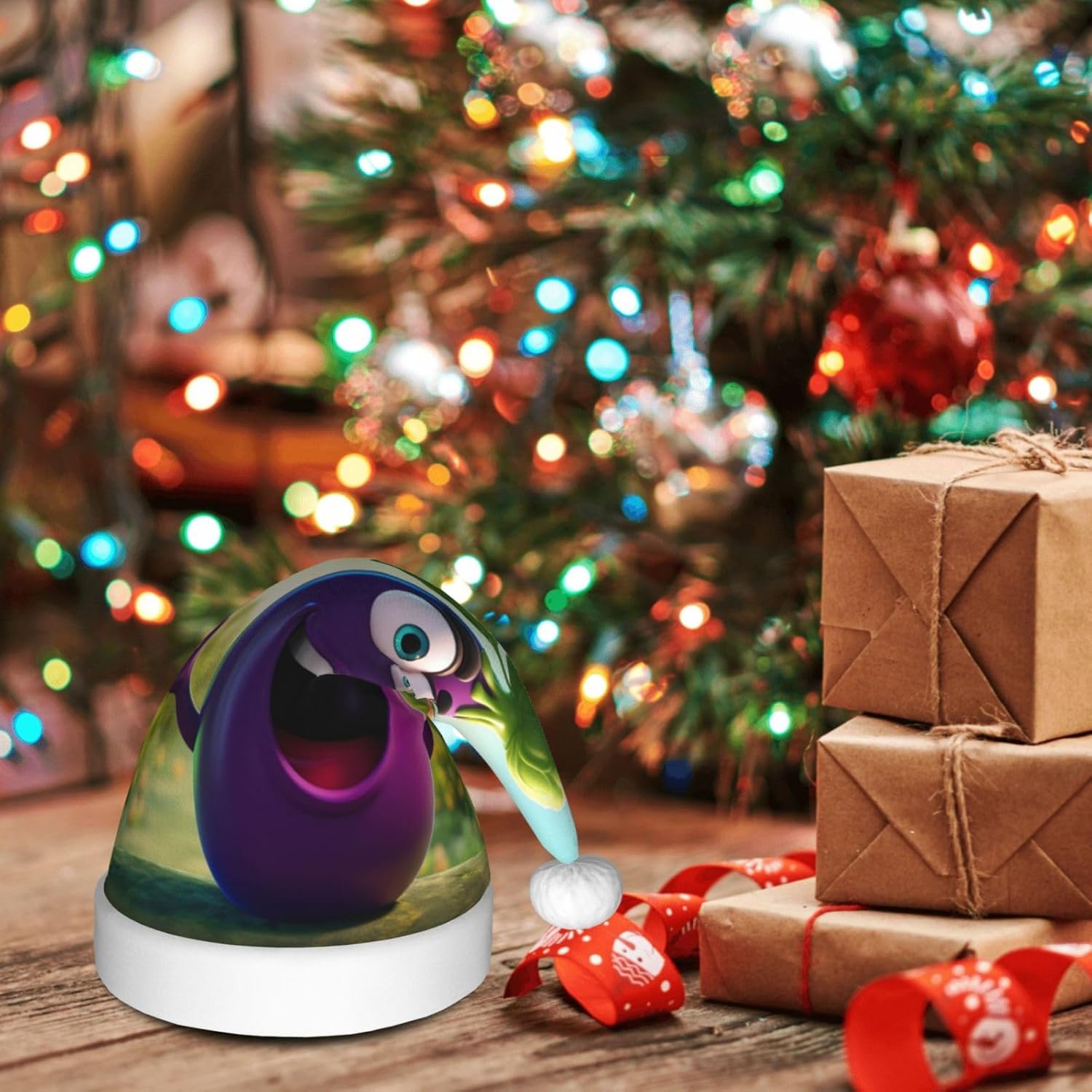 QinZheng Cartoon Eggplant Santa Hat