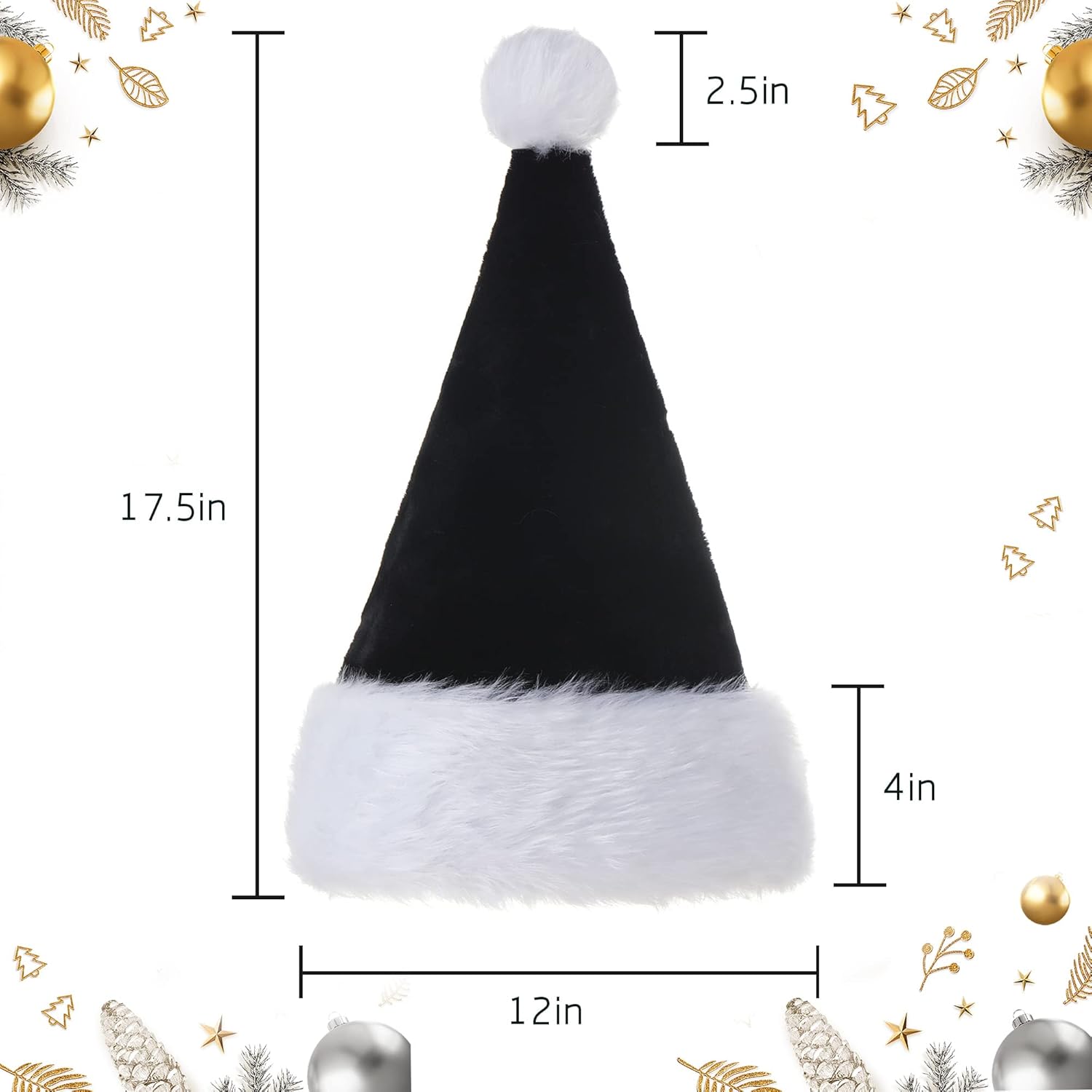 Tokforty Santa Hats for Adults Unisex Velvet Touch Christmas Party Hat