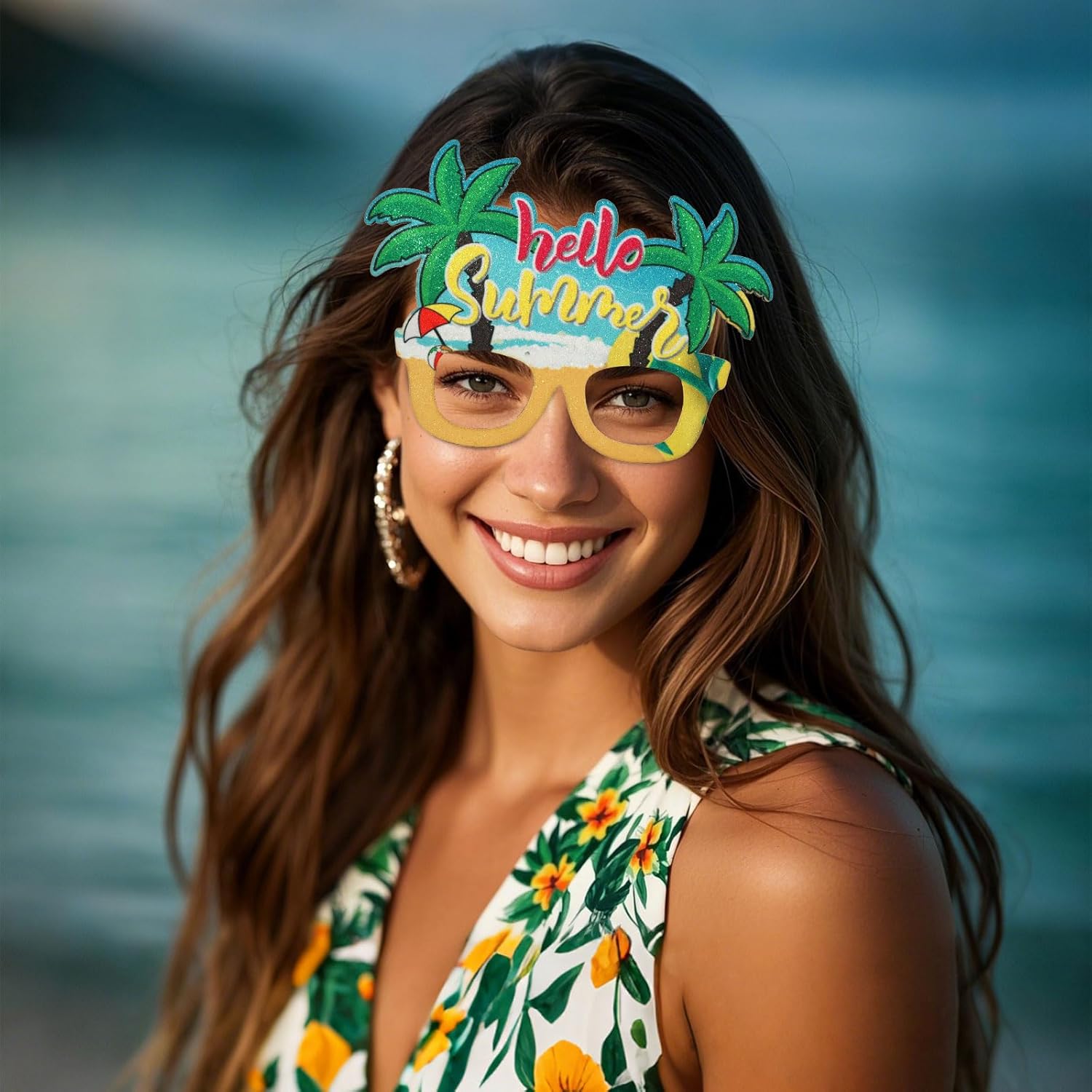 CURASA 9PCS Tropical Party Paper Glasses