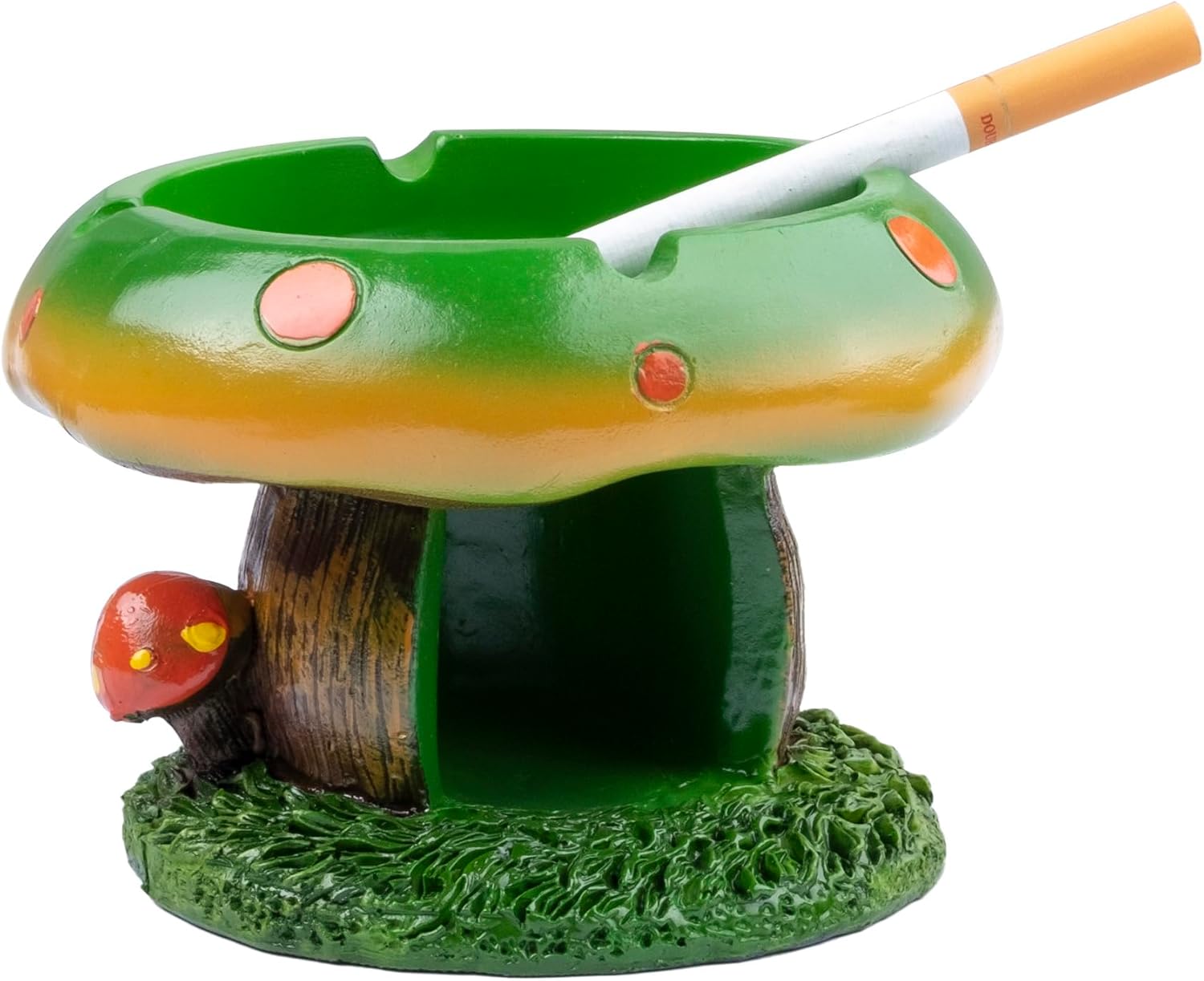 Yblenic Green Mushroom Resin Ashtray with Cigarette Holders