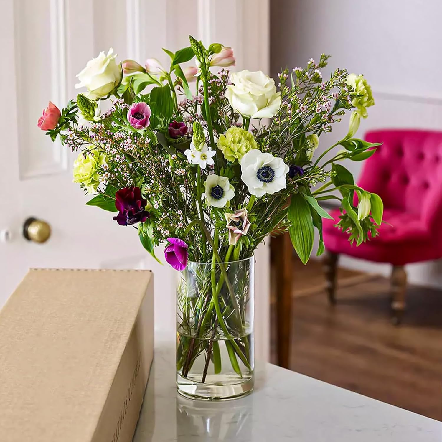 6 Pack Clear Glass Cylinder Vase for Table Centerpieces