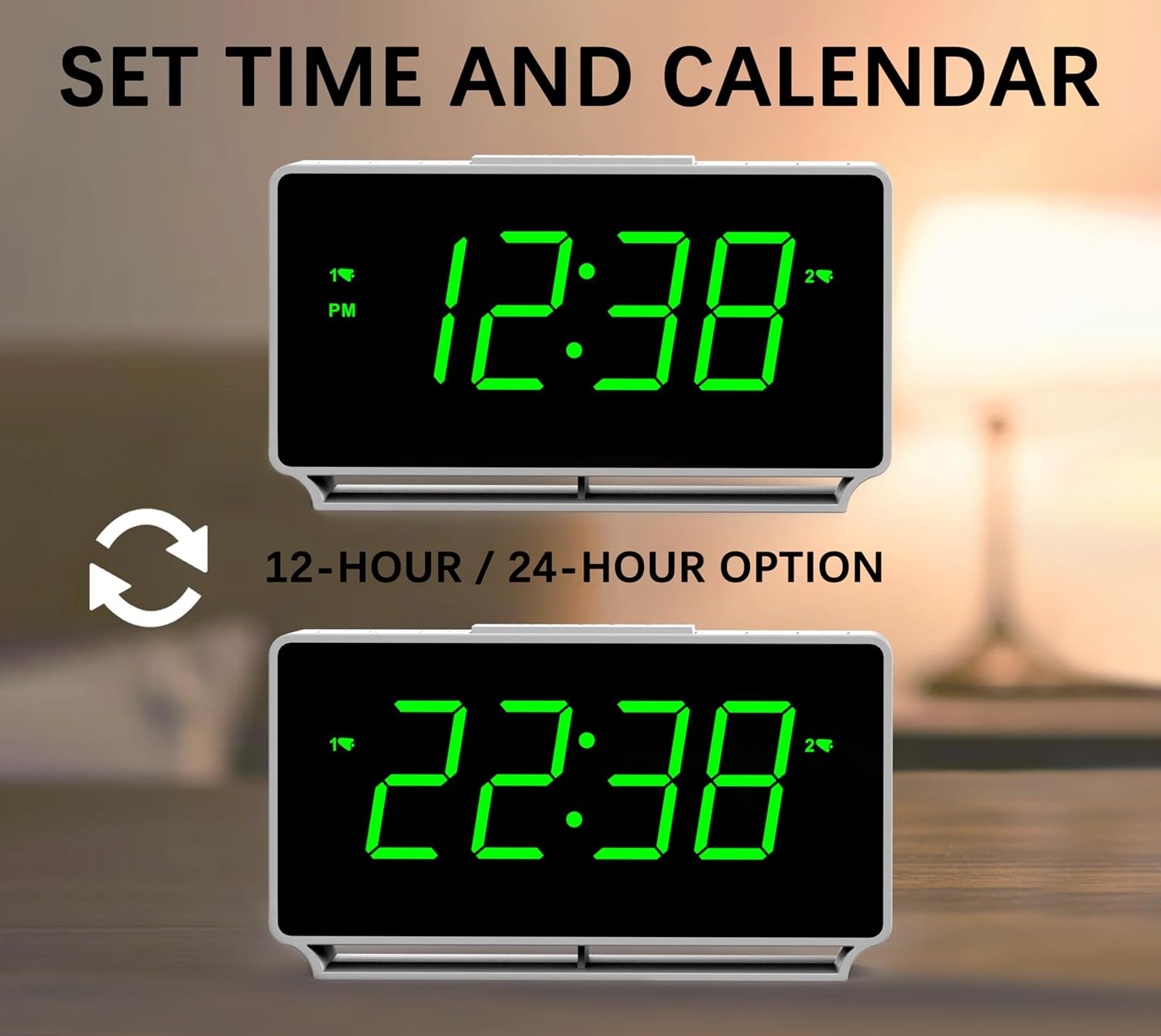 iTOMA Dual Alarm Clock with Snooze and Night Light