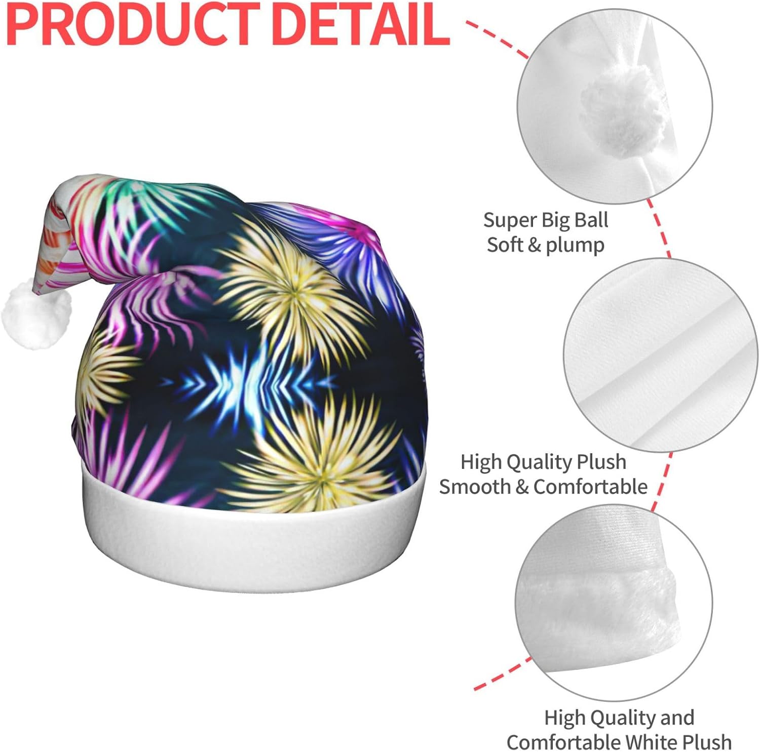 Patriotic 4th of July American Flag Print Christmas Santa Hat Plush Light Up