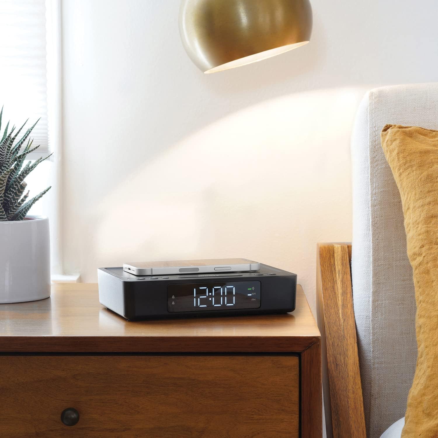 Digital Alarm Clock with Wireless Charging Pad and Dual Alarm