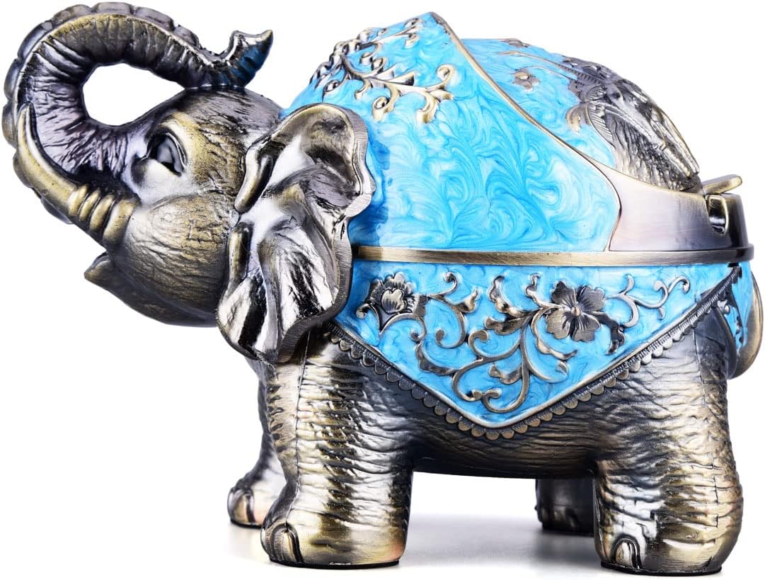 LAUYOO Stand Elephant Windproof Ashtray with Lid