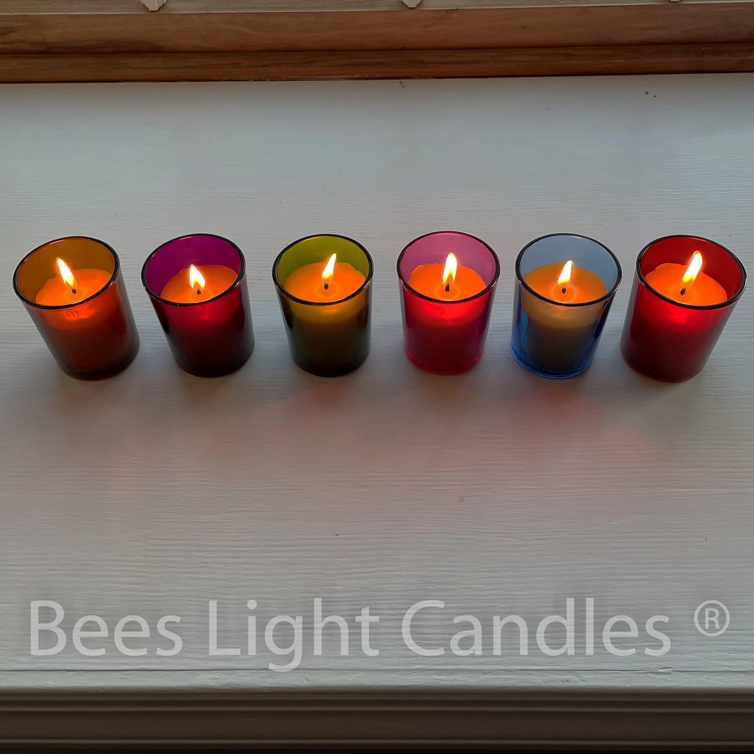Red Colored Glass Votive Holder with Candle