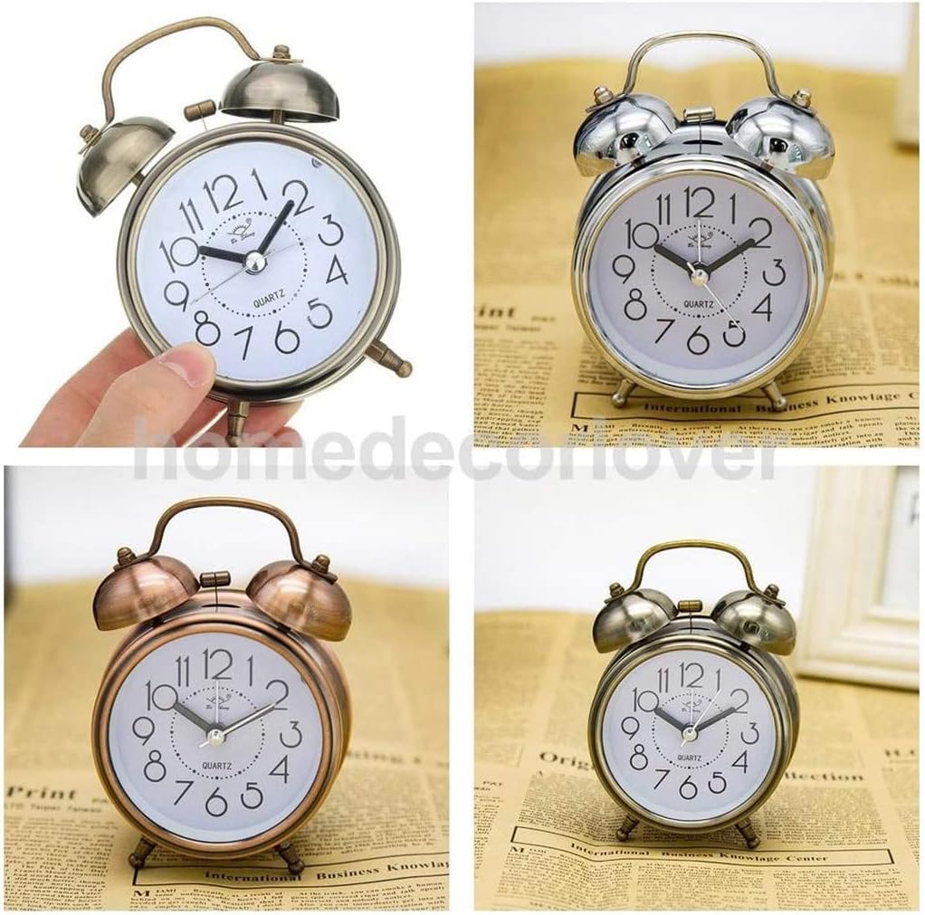 Retro Double Bells Alarm Clock with Night Light
