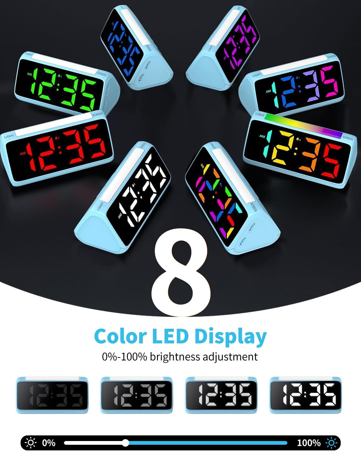 Netzu Digital Alarm Clock with RGB Night Light and Dual Alarm