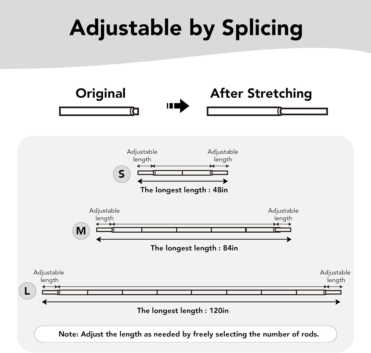 Deconovo Heavy Duty Black Curtain Rod Adjustable 48-84 Inch