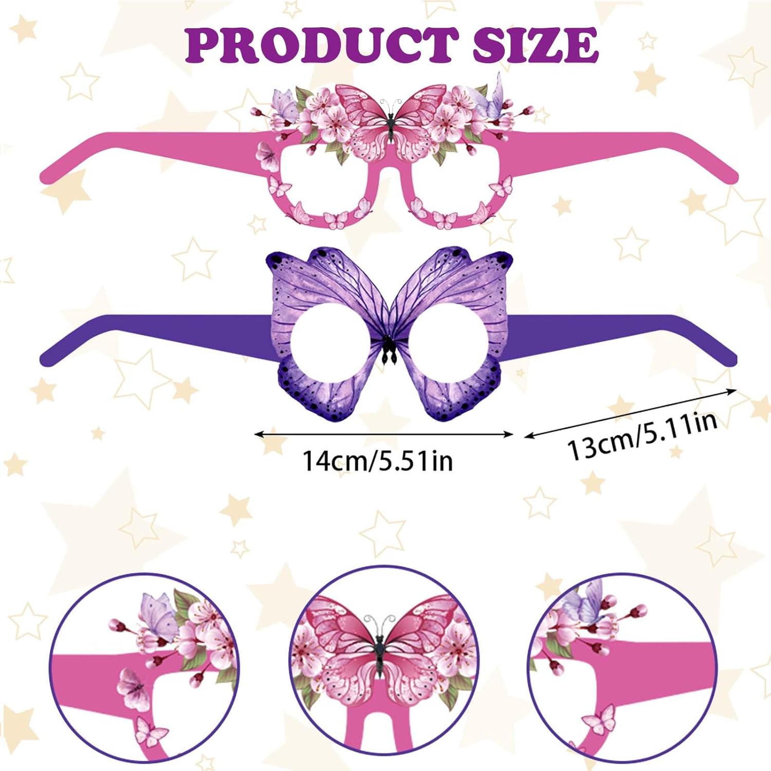 24 Pcs Spring Butterfly Paper Eyeglasses Party Props