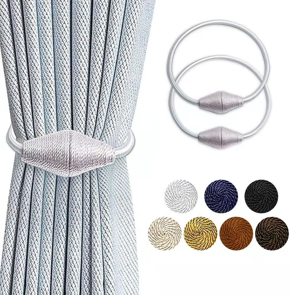 2 Pack Strong Magnetic Curtain Holdbacks with Decorative Weave