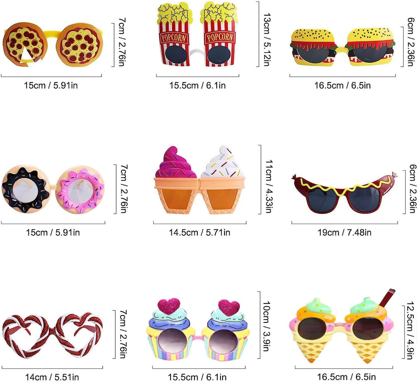 Funny Party Sunglasses 9 Pack for Events and Photo Booth