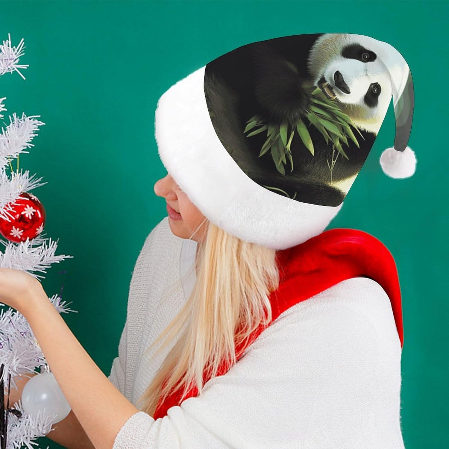 Santa Hat Panda Christmas Hat for Adults