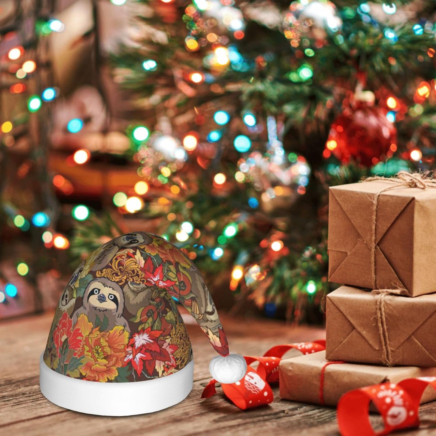 Funny Sloths Christmas Santa Hat Small Size Party Gift