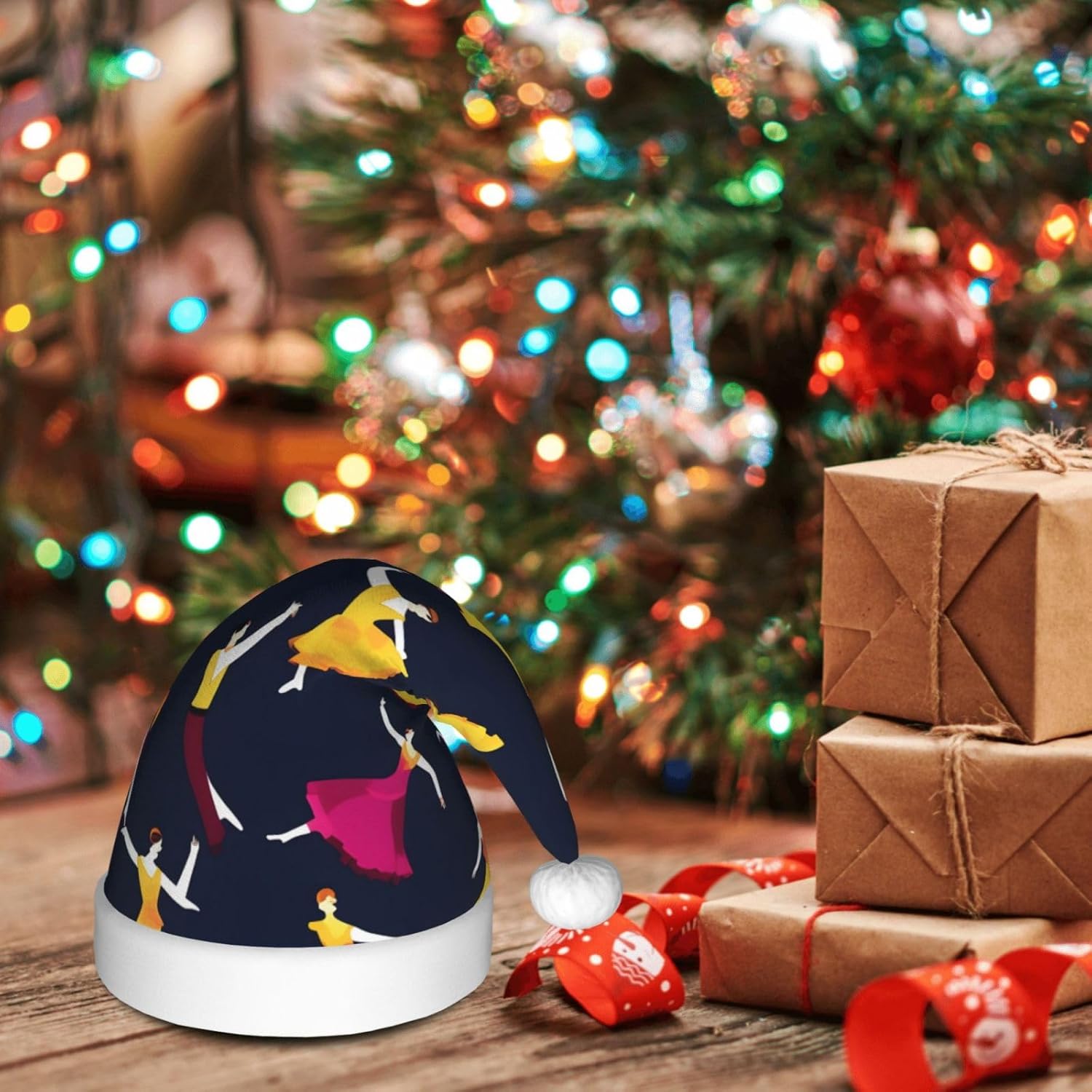 QINZHENG Ballroom Dance Santa Hat Christmas Decoration for Women