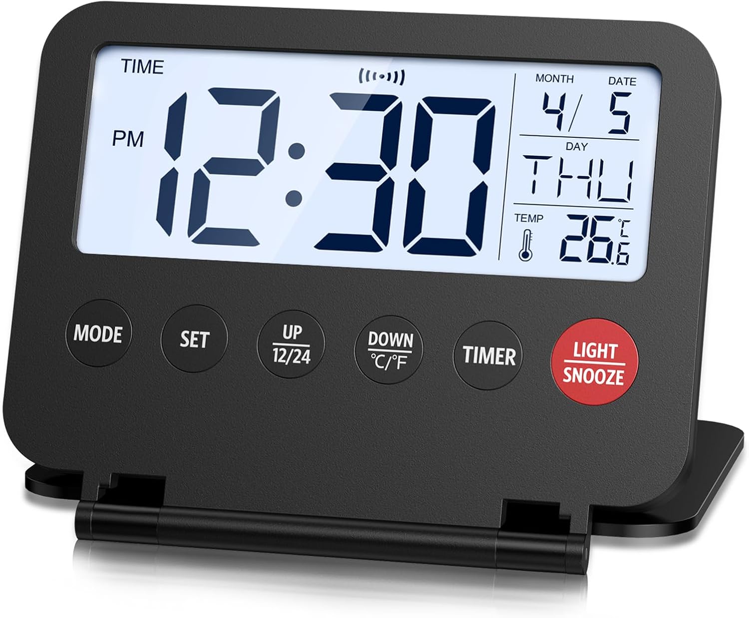 AMIR Digital Travel Alarm Clock with Calendar and Temperature