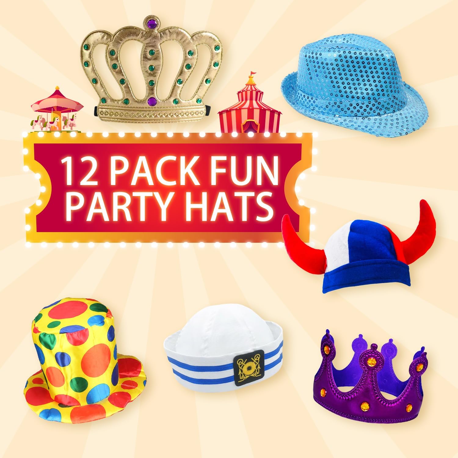 24 Funny Hats and Glasses Photo Booth Set