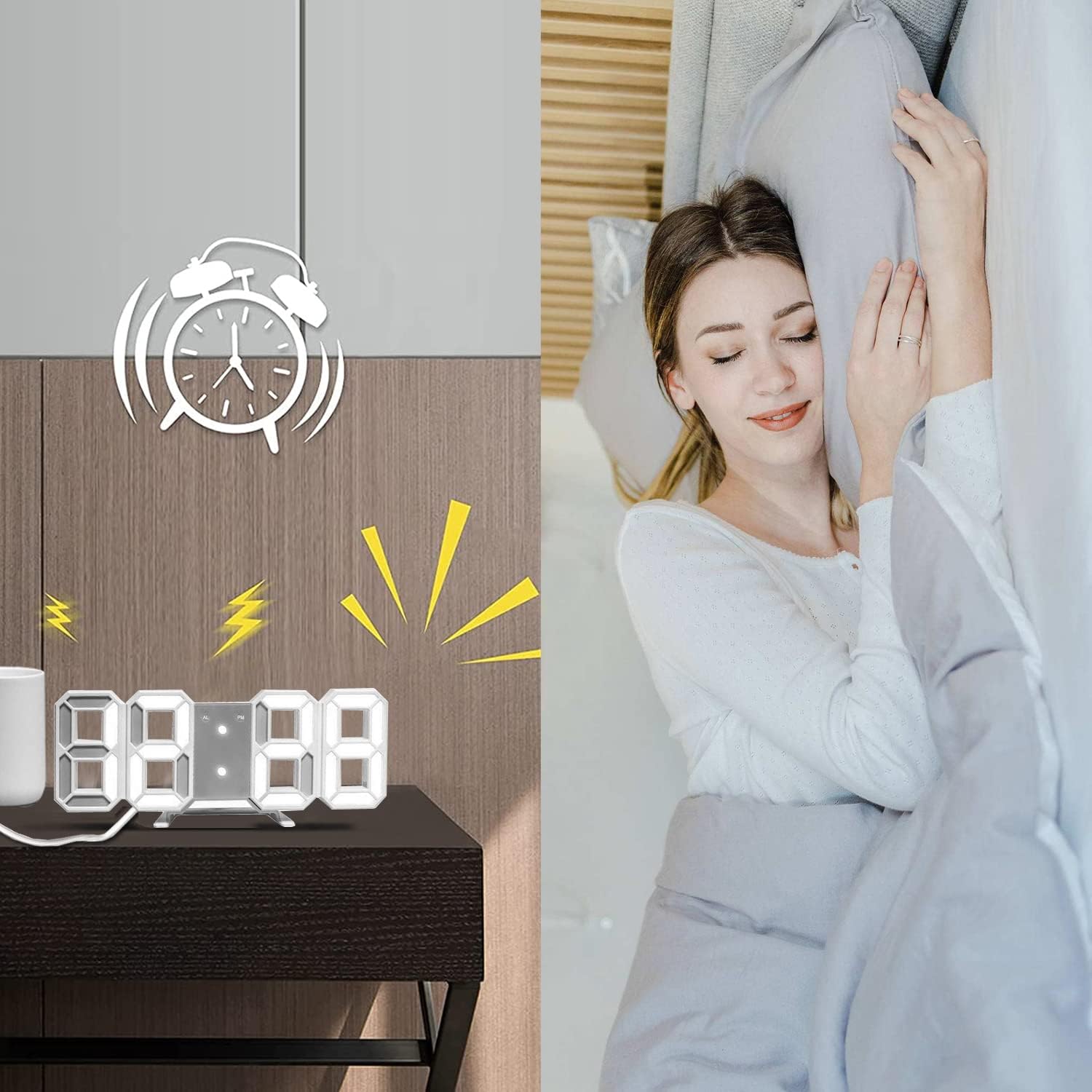 Digital Alarm Clock with 3 Brightness Levels and 1224Hr Display