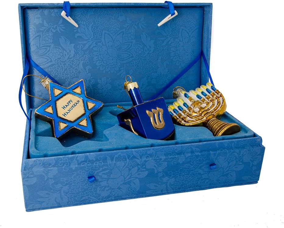 Kurt Adler Noble Gems Hanukkah Ornament Set