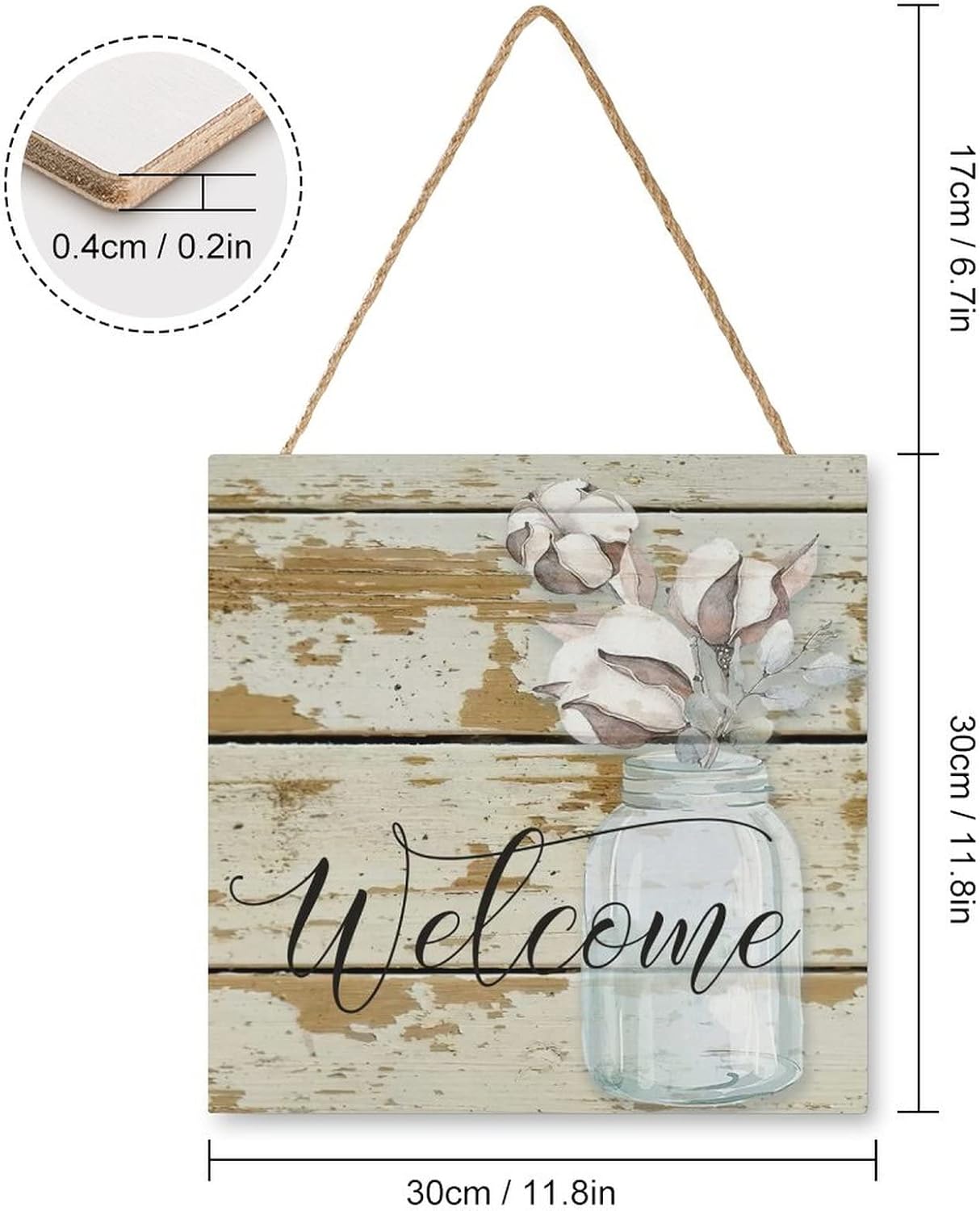 Rustic Wood Sign 12x12 Inch Decorative Wall Art
