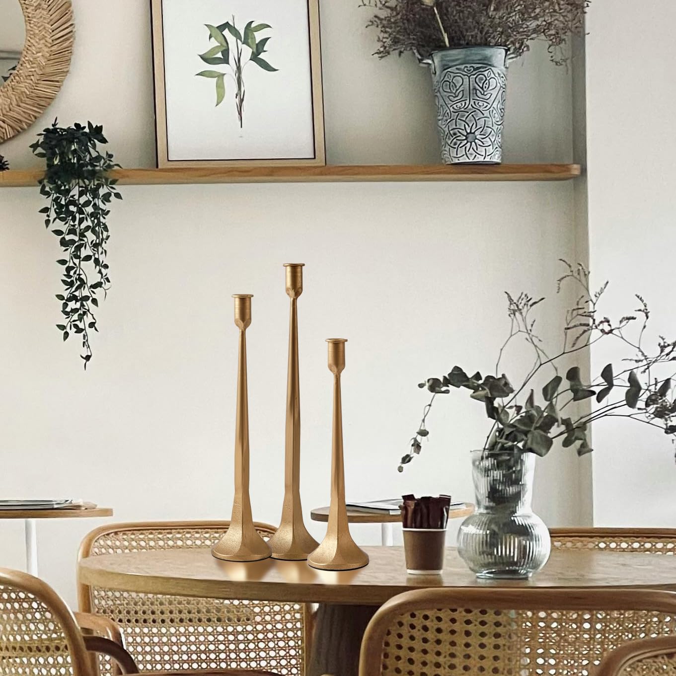 Denique Iron Taper Candle Holder Set of 3